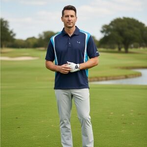 Ben Hogan Performance Golf Polo Large Navy Blue White